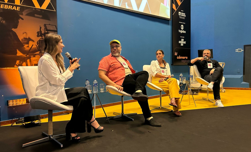 Dani Toloméi, CEO e fundadora da Transforma; MM Izidoro, estrategista narrativo e contador de histórias; Rita Moraes, CEO da LB Entertainment; e Bruno D’Angelo, CEO da WIP