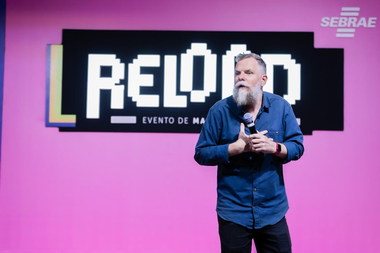 Marcos Piangers falou sobre a importância da essência do negócio, no Reload 2026. Crédito: Amanda Ketly