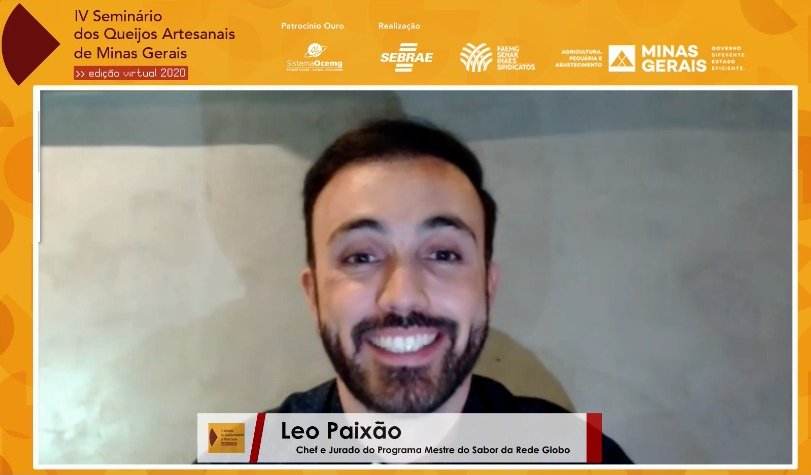 "O queijo artesanal: um elemento de transforma&ccedil;&atilde;o" foi tema da palestra on-line do chef mineiro L&eacute;o Paix&atilde;o